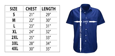Men S Button Down Size Chart