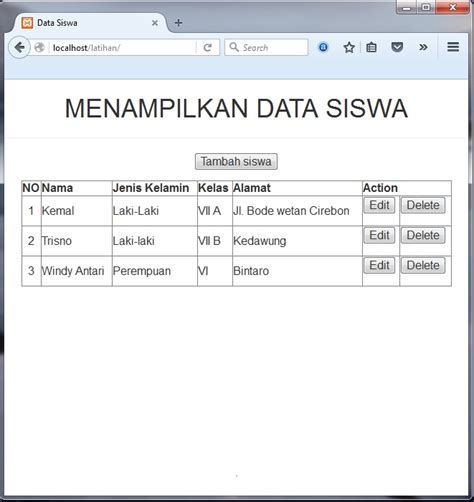 menampilkan data pada tabel dengan menggunakan array