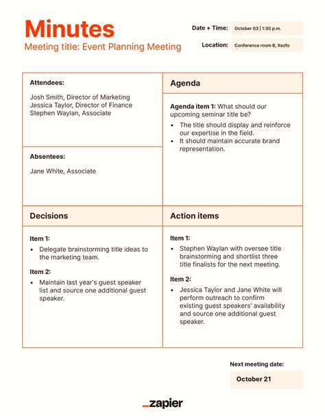 Minute Meetings Template