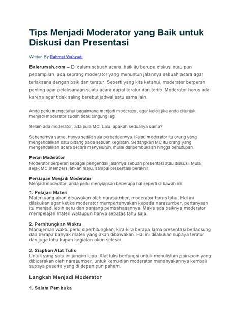 Moderator Diskusi