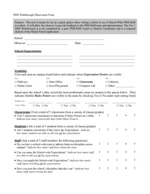 Pbis Walkthrough Checklist