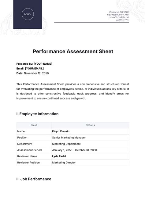 Performance Assessment Template