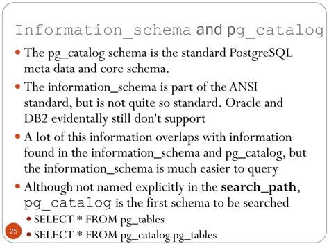 Pg Catalog Schema Information Schema In Postgresql