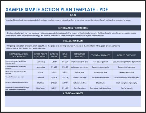 Plans And Actions Template