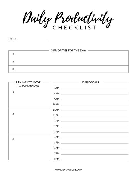 productivity checklist