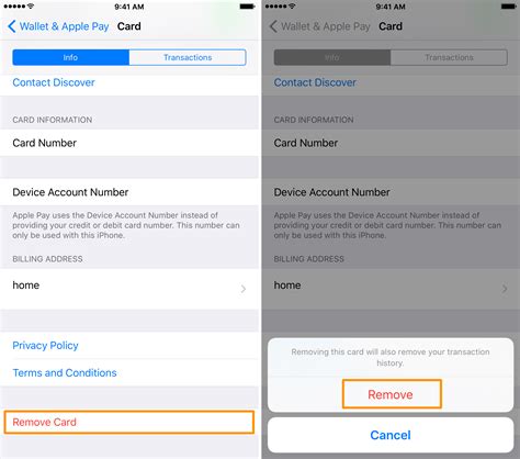 remove credit card from apple pay