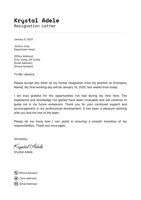 resignation letter