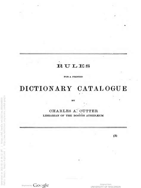 Rules Printed Dictionary Catalog Expansive Classification System