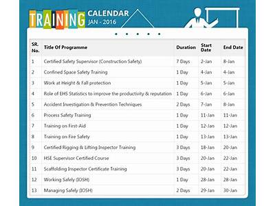 safety training schedule