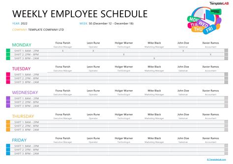 Sample Schedule Template