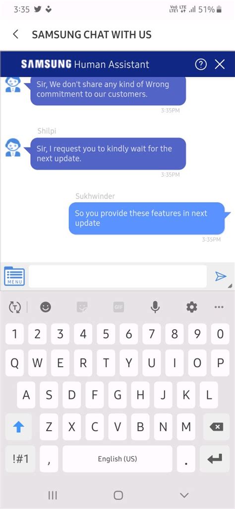 Samsung chat support