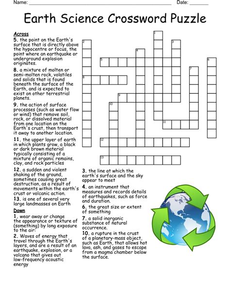 Science Crossword Puzzles Printable