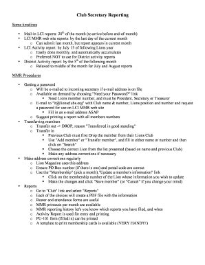 Secretary Report Template