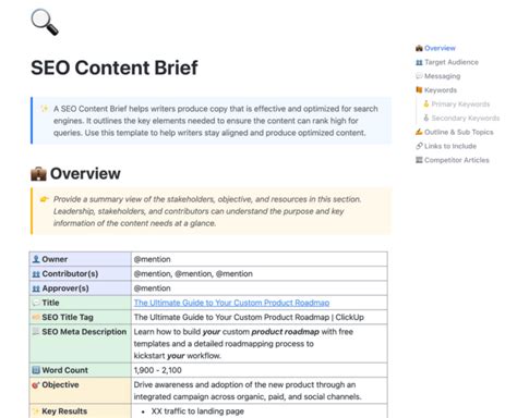 Seo Briefing Template