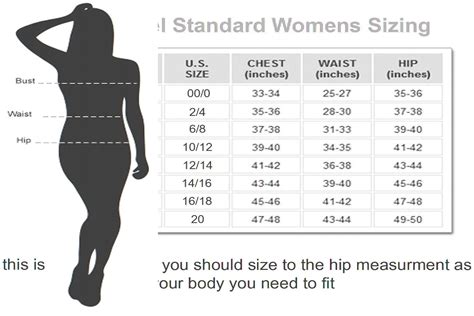 Size Chart Us Clothing