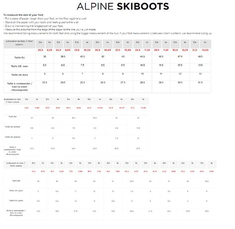 Ski Boot Size Chart Rossignol