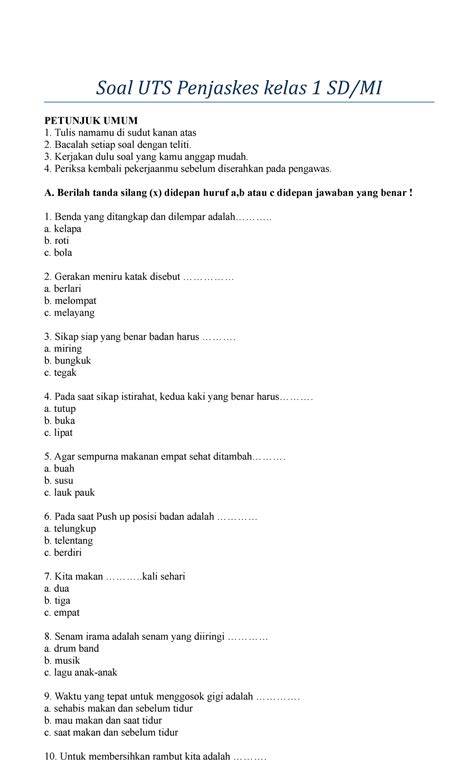 Soal UTS Penjaskes