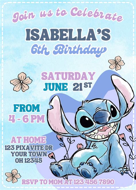 Stitch Birthday Invitations Template