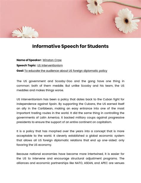 Template For Informative Speech