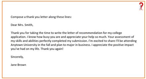 Thank you note for recommendation letter
