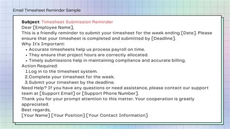 Timesheet Reminder Email Template