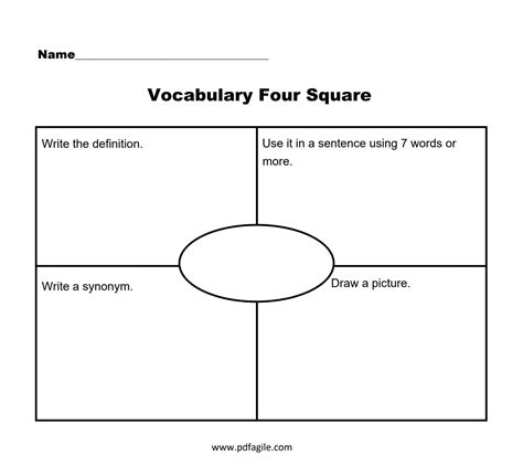 Vocabulary 4 Square Template