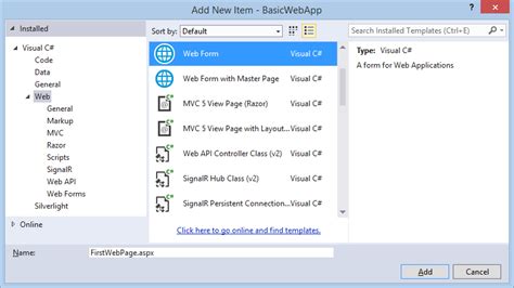 Walkthrough Creating A Basic Web Forms Page In Visual Studio