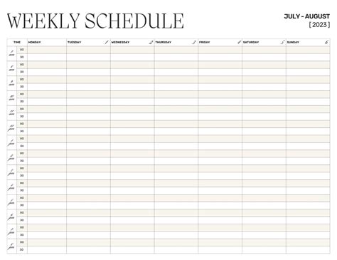 Weekly Scheduling Template