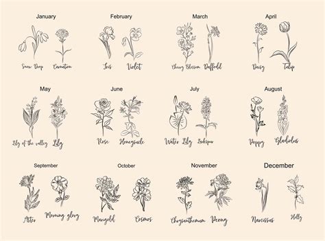 Zodiac Birth Flowers Chart